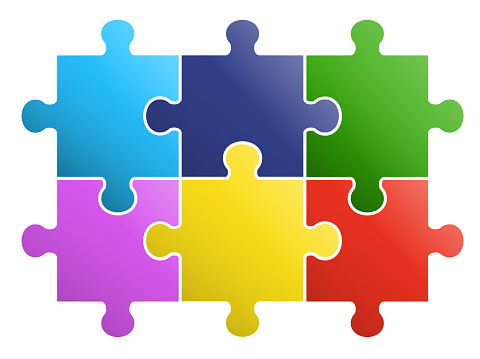 6 Pieces Puzzle Design Stock Illustration - Download Image Now - iStock